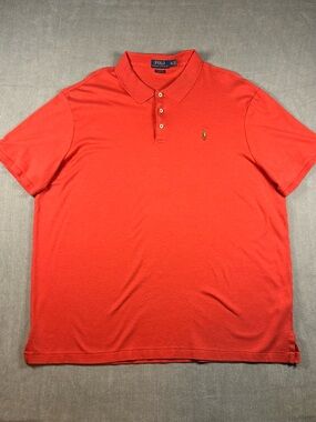 Ralph Lauren Men's Coral-Red Polo with Embroidered Pony XXL